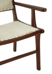 Orsina Stylish Leather Teak Wood Dining Chair, Spacious Kitchen Chair, Classic Armchair, Garden Accent Chair - thumbnail 6
