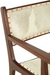 Orsina Stylish Leather Teak Wood Dining Chair, Spacious Kitchen Chair, Classic Armchair, Garden Accent Chair - thumbnail 5