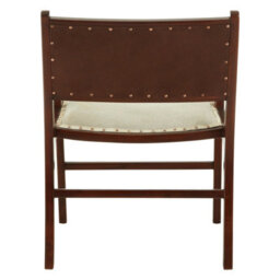 Orsina Stylish Leather Teak Wood Dining Chair, Spacious Kitchen Chair, Classic Armchair, Garden Accent Chair - thumbnail 4