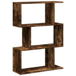 Berkfield Durable Room Divider Bookcase 3-Tier Smoked Oak 70X24X97 Cm Engineered Wood - thumbnail 7