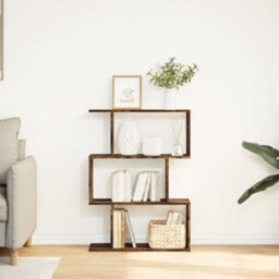 Berkfield Durable Room Divider Bookcase 3-Tier Smoked Oak 70X24X97 Cm Engineered Wood - thumbnail 3