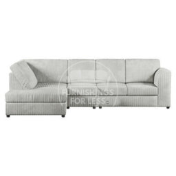 Furnishings For Less UK Luxor Silver Jumbo Cord Large 5 Seater Corner Sofa Long Left Hand Facing - Full Back