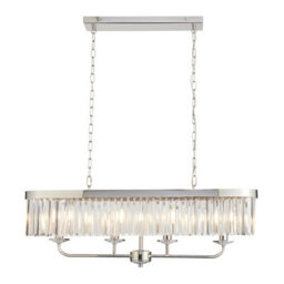Luminosa Lighting Luminosa Ascoli Bar Pendant Ceiling Light Bright Nickel Plate & Clear Cut Glass 4 X 6W Led E14 - thumbnail 1
