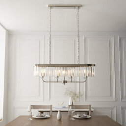 Luminosa Lighting Luminosa Ascoli Bar Pendant Ceiling Light Bright Nickel Plate & Clear Cut Glass 4 X 6W Led E14 - thumbnail 2