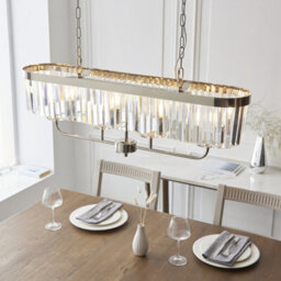 Luminosa Lighting Luminosa Ascoli Bar Pendant Ceiling Light Bright Nickel Plate & Clear Cut Glass 4 X 6W Led E14 - thumbnail 3