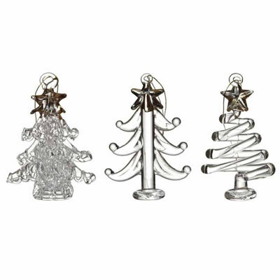 Heaven Sends Christmas Set Of Three Glass Tree Decorations - 6 X 4 Cm, Gold Twine, Gloss Finish