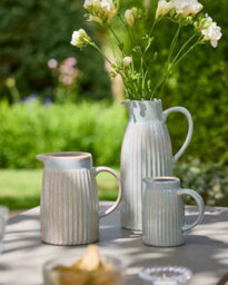 Dibor Rustic Crackle Glazed Ceramic Pitcher Jug Vase, Blue, Large H18 X W18 X D12Cm - thumbnail 2