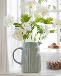 Dibor Rustic Crackle Glazed Ceramic Pitcher Jug Vase, Blue, Large H18 X W18 X D12Cm - thumbnail 1