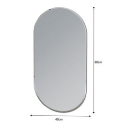 Showerdrape Archway Oval Wall Mounted Frameless Bevelled Edge Bathroom Mirror 80 X 40Cm - thumbnail 2