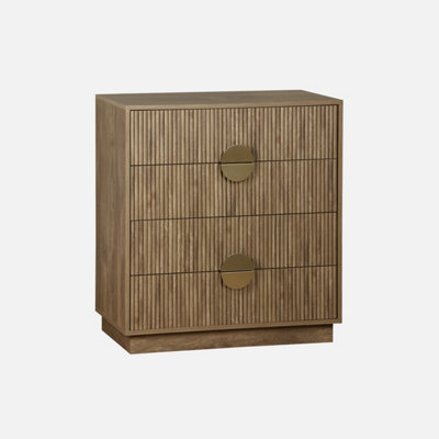 Sweeek - 4-Drawer Chest With Grooved Mango Wooden Effect 80X40X85 Cm - Celian - image 1