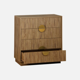 Sweeek - 4-Drawer Chest With Grooved Mango Wooden Effect 80X40X85 Cm - Celian - thumbnail 2