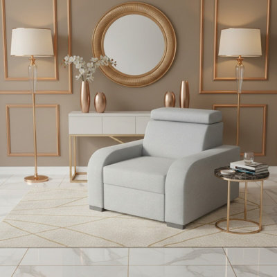 Oslo M 1 Armchair With Adjustable Headrest Mdf And Particle Board Frame Upholstered Back 105X100X85 100Cm Light Grey - image 1