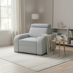 Oslo M 1 Armchair With Adjustable Headrest Mdf And Particle Board Frame Upholstered Back 105X100X85 100Cm Light Grey - thumbnail 3