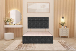 Somnior Beds Somnior Chambery Tweed Fabric 4Ft Small Double Divan Bed Base With Upholstered Headboard Charcoal - thumbnail 2