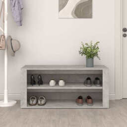 Berkfield Elegant Shoe Rack Concrete Grey 100X35X45 Cm Engineered Wood - thumbnail 3