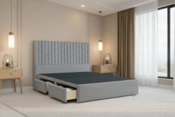 "Nexus Amalfi Plush Divan, Silver, 54"" Headboard, 2 Drawers Same Side, Open Coil Mattress, Double" - thumbnail 4