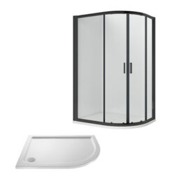 Balterley Almington Shower Enclosure Bundle: Offset Right Hand Quadrant & Slimline Tray, 1000 X 800 mm Black/white - thumbnail 1