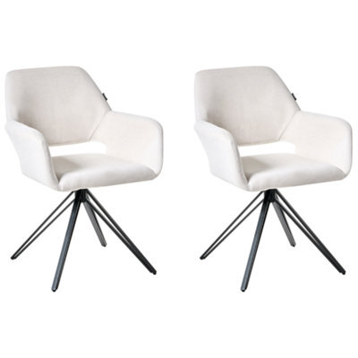 Beliani Set Of 2 Dining Chairs Ciney Fabric Off-White - image 1