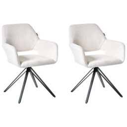 Beliani Set Of 2 Dining Chairs Ciney Fabric Off-White - thumbnail 1