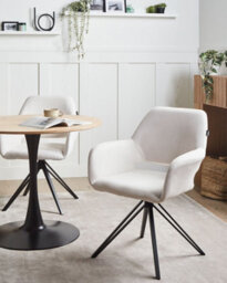 Beliani Set Of 2 Dining Chairs Ciney Fabric Off-White - thumbnail 2