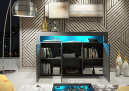 Tv Unit 155Cm Sideboard Cabinet Cupboard Tv Stand Living Room High Gloss Doors - Dark Grey - thumbnail 6