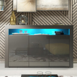 Tv Unit 155Cm Sideboard Cabinet Cupboard Tv Stand Living Room High Gloss Doors - Dark Grey - thumbnail 5