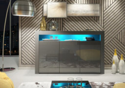 Tv Unit 155Cm Sideboard Cabinet Cupboard Tv Stand Living Room High Gloss Doors - Dark Grey - thumbnail 4