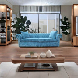 Chesterfield 4 Seater Sofa Settee Elegance Teal Velvet Fabric In Classic Style - thumbnail 3