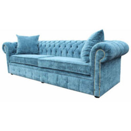 Chesterfield 4 Seater Sofa Settee Elegance Teal Velvet Fabric In Classic Style - thumbnail 6