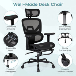 Gainoom Mesh Ergonomic Office Chair Swivel Rolling High Back Desk Chair With Footrest - thumbnail 8