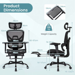 Gainoom Mesh Ergonomic Office Chair Swivel Rolling High Back Desk Chair With Footrest - thumbnail 2