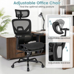 Gainoom Mesh Ergonomic Office Chair Swivel Rolling High Back Desk Chair With Footrest - thumbnail 7