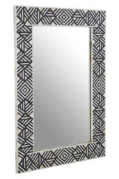 Orsina Rectangular Mother Of Pearl Wall Mirror, Handcrafted Black & White Chevron Mirror, Accent Wall Décor - thumbnail 2