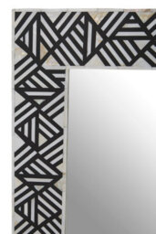 Orsina Rectangular Mother Of Pearl Wall Mirror, Handcrafted Black & White Chevron Mirror, Accent Wall Décor - thumbnail 3