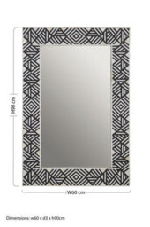 Orsina Rectangular Mother Of Pearl Wall Mirror, Handcrafted Black & White Chevron Mirror, Accent Wall Décor - thumbnail 5