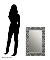 Orsina Rectangular Mother Of Pearl Wall Mirror, Handcrafted Black & White Chevron Mirror, Accent Wall Décor - thumbnail 4