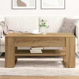 Berkfield Coffee Table Artisan Oak Solid Oak Wood Medium Coffee Table - thumbnail 4