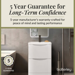 Balterley Dunwood Contemporary Bathroom Floor Standing 2 Drawer Vanity & Polymarble Basin, Satin White, 600mm - thumbnail 4