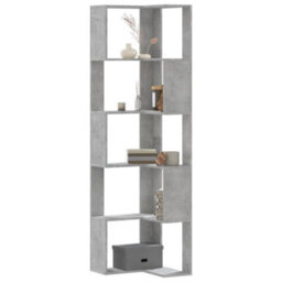 Berkfield Corner Bookcase 5-Tier Concrete Grey 50X50X179 Cm Engineered Wood