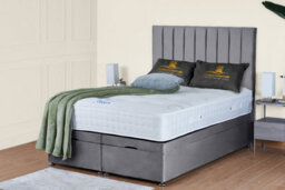 UKBEDFURNITURE Wilton Plush Grey End Opening Divan Ottoman Bed With 54 Inch Headboard - thumbnail 1