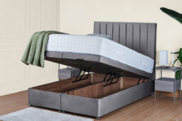 UKBEDFURNITURE Wilton Plush Grey End Opening Divan Ottoman Bed With 54 Inch Headboard - thumbnail 2