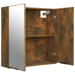 Berkfield Bathroom Mirror Cabinet Smoked Oak 64X20X67 Cm - thumbnail 9