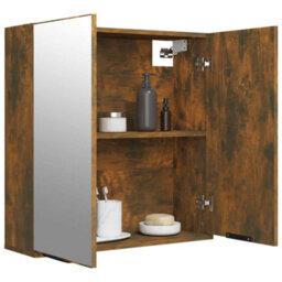Berkfield Bathroom Mirror Cabinet Smoked Oak 64X20X67 Cm - thumbnail 5