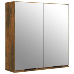 Berkfield Bathroom Mirror Cabinet Smoked Oak 64X20X67 Cm - thumbnail 2