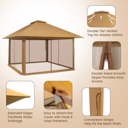 Costway 4M X 4M Pop Up Gazebo Canopy Tent W/ Netting Mesh Sidewalls - thumbnail 9