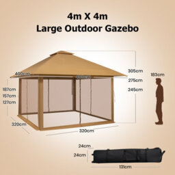 Costway 4M X 4M Pop Up Gazebo Canopy Tent W/ Netting Mesh Sidewalls - thumbnail 2