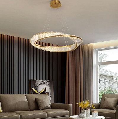Led Hanging Light Pendant Lamp Gold Chandelier 58Cm 3 Color Lights - image 1