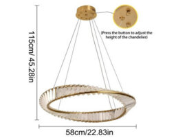 Led Hanging Light Pendant Lamp Gold Chandelier 58Cm 3 Color Lights - thumbnail 2