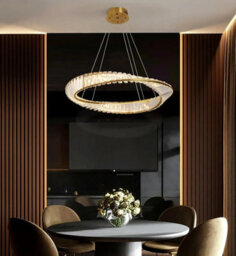 Led Hanging Light Pendant Lamp Gold Chandelier 58Cm 3 Color Lights - thumbnail 4