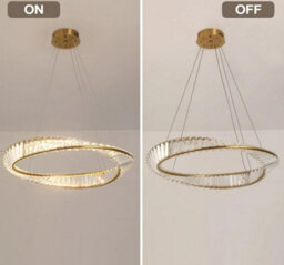 Led Hanging Light Pendant Lamp Gold Chandelier 58Cm 3 Color Lights - thumbnail 6